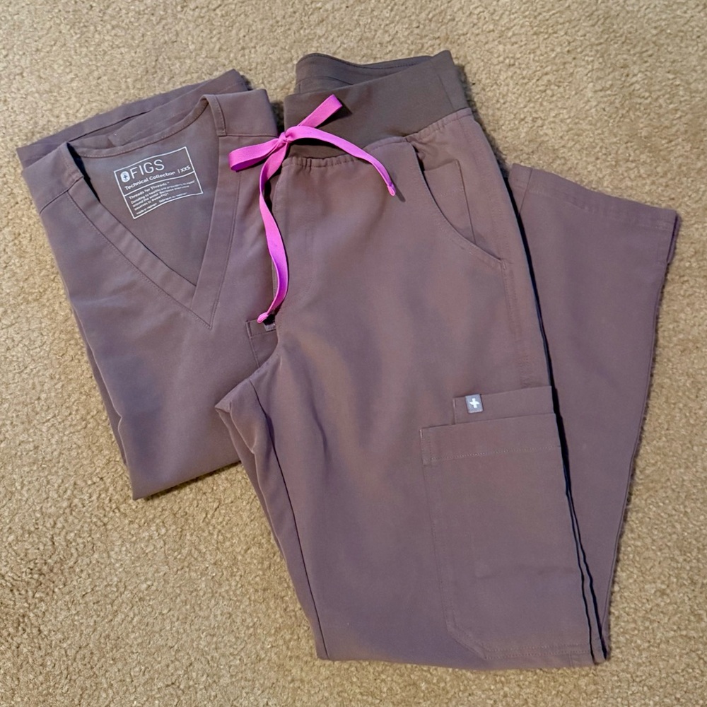 Figs Smokey Taupe High Waisted Yola and Catarina Scrub Top Set